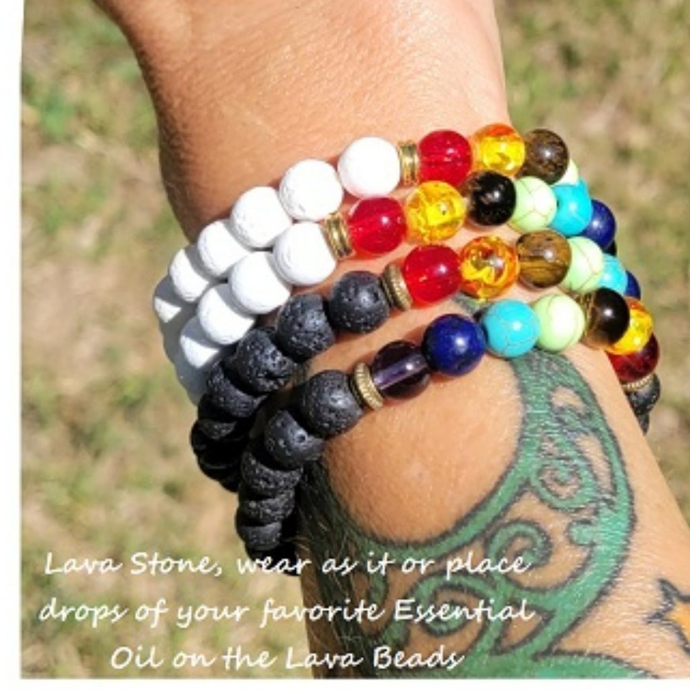 Two Lava Stone Bracelets & Essential Oil